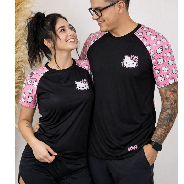Camiseta Casal Hello Kitty Premium Estampada – Masculino e Feminino Confortável e Estilosa