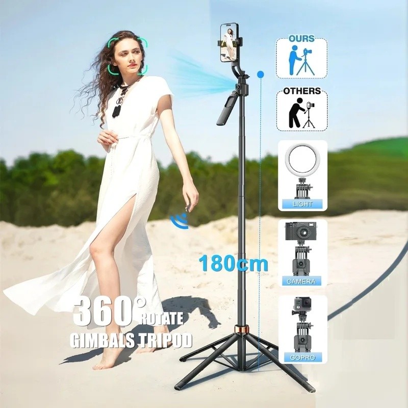 AI Face Auto Tracking Gimbal Selfie Stick Tripé Bluetooth Suporte De Telefone De Tiro Remoto Para Android Transmissão Ao