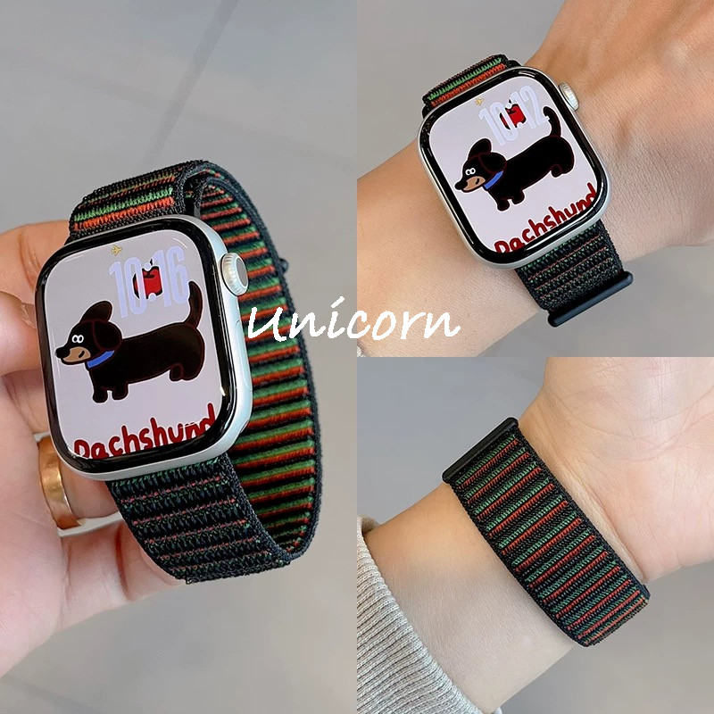 Pulseira De Nylon Para Apple Watch Série 12 11 10 9 8 Ultra 3 2 SE 3 2 7 6 5 4 Respirável iWatch 42mm 46mm 41mm 40mm 44m