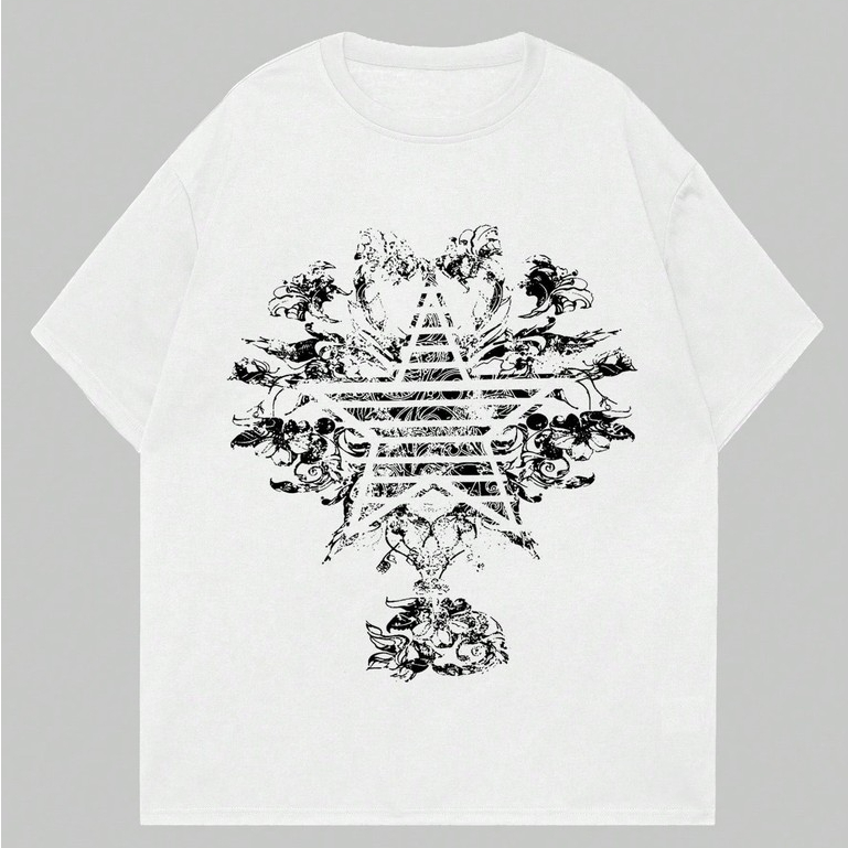 Camisa Unissex Streetwear Árvore Estrela Estampa Punk Camiseta Masculina 100% Algodão