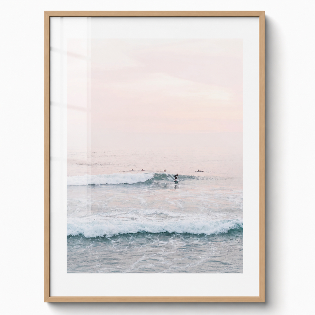 Quadro Decorativo Sala Quarto Surfista Mar Ondas Praia Minimalista Clean Fotografia