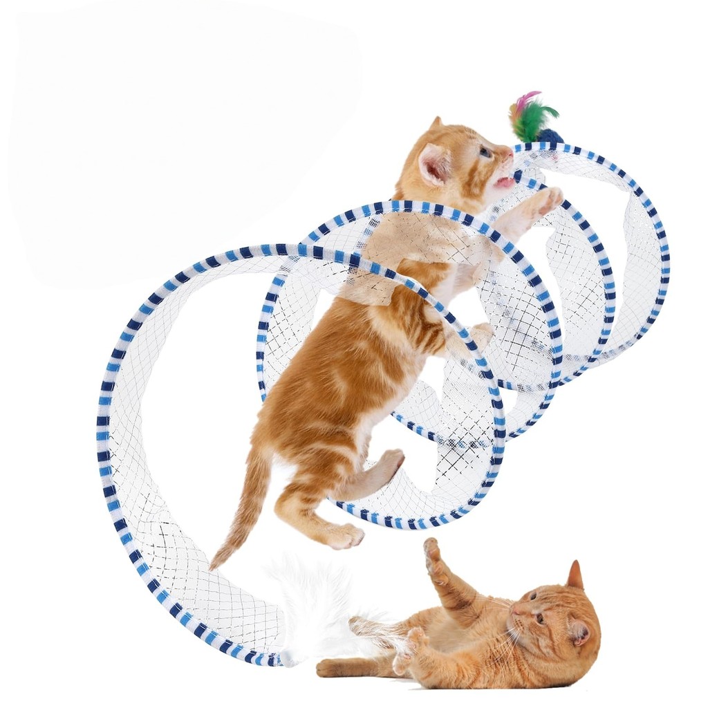 Gato túnel brinquedo dobrável armazenamento em forma de S túnel do gato rolando dragão pena Mouse provocando brinquedo d
