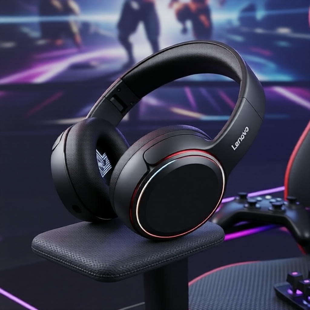 Fone de Ouvido Lenovo EB320 Bluetooth 5.4, Over-Ear, Latência de 45ms, Driver de 40mm, Cancelamento de Ruído Profundo,