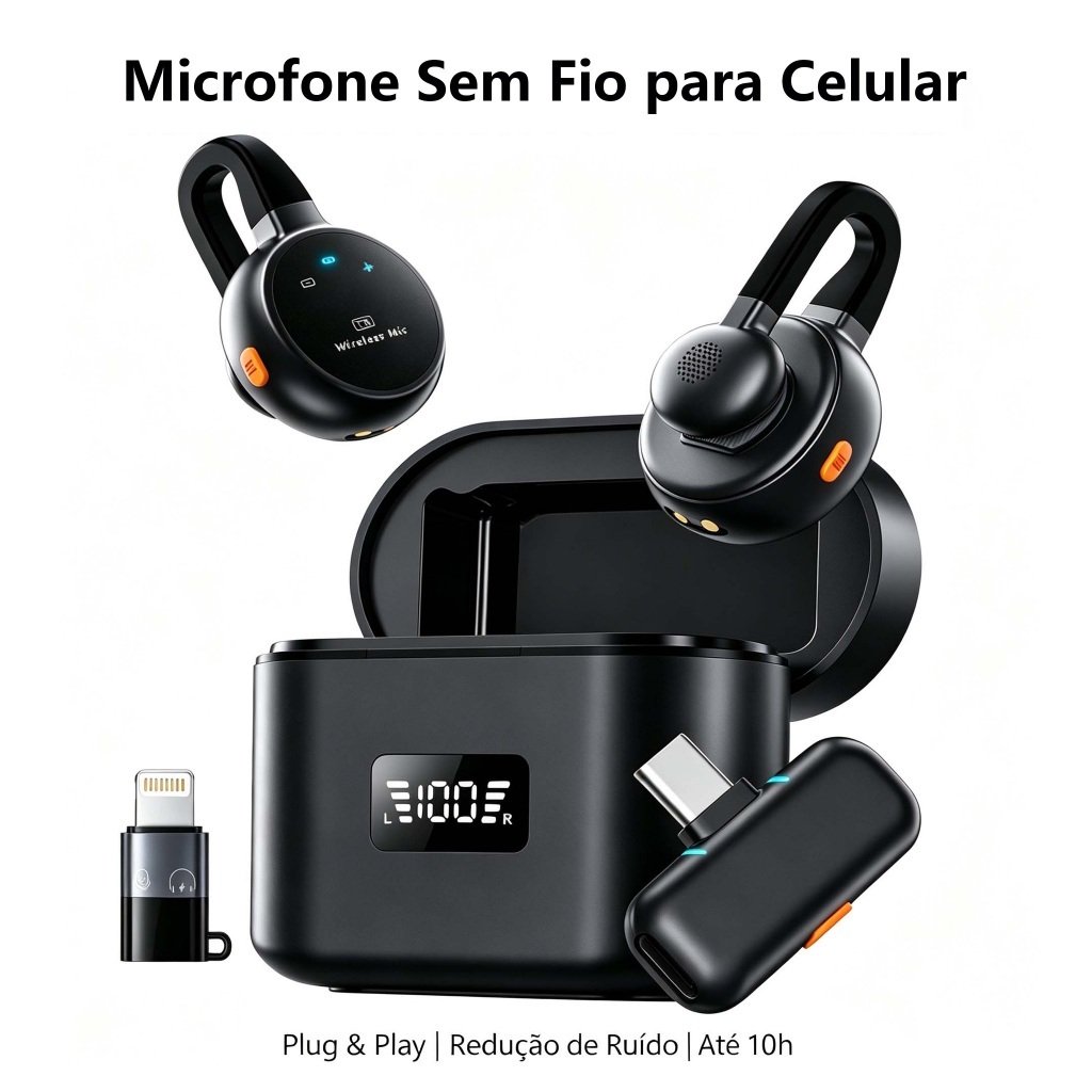 Microfone Lapela A'gold Mcf-38a Sem Fio Duplo iPhone Android