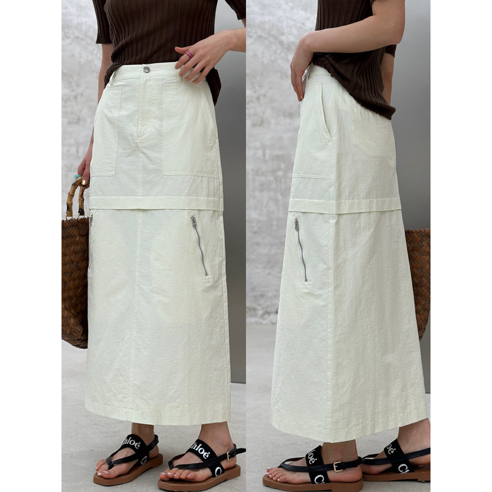 BbhlCat Tooling Style Fácil de combinar Casual Cintura Alta Zíper Reto Bolso Design Saia Acima do Joelho Feminina
