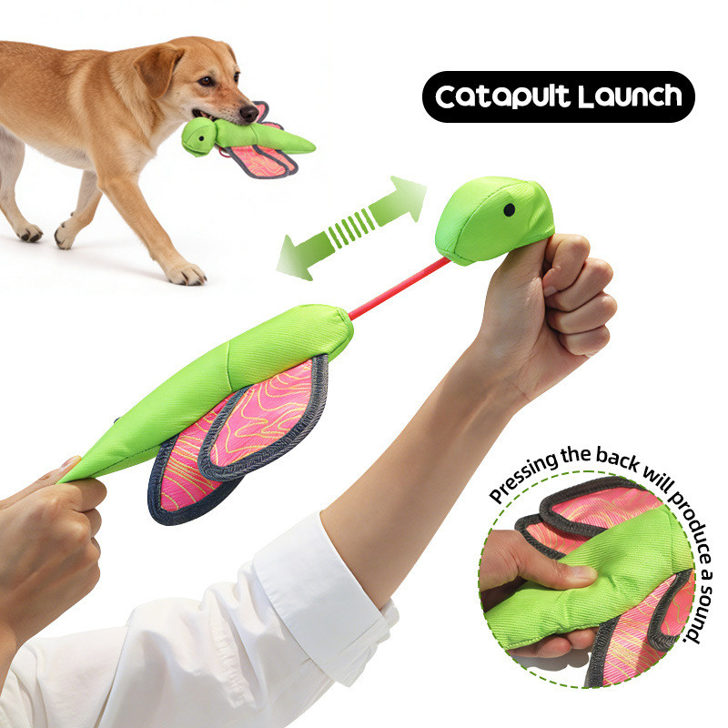 Animal de estimação venda quente interativo jogando pode voz Oxford pano cão brinquedo catapulta voando borda pastor esp