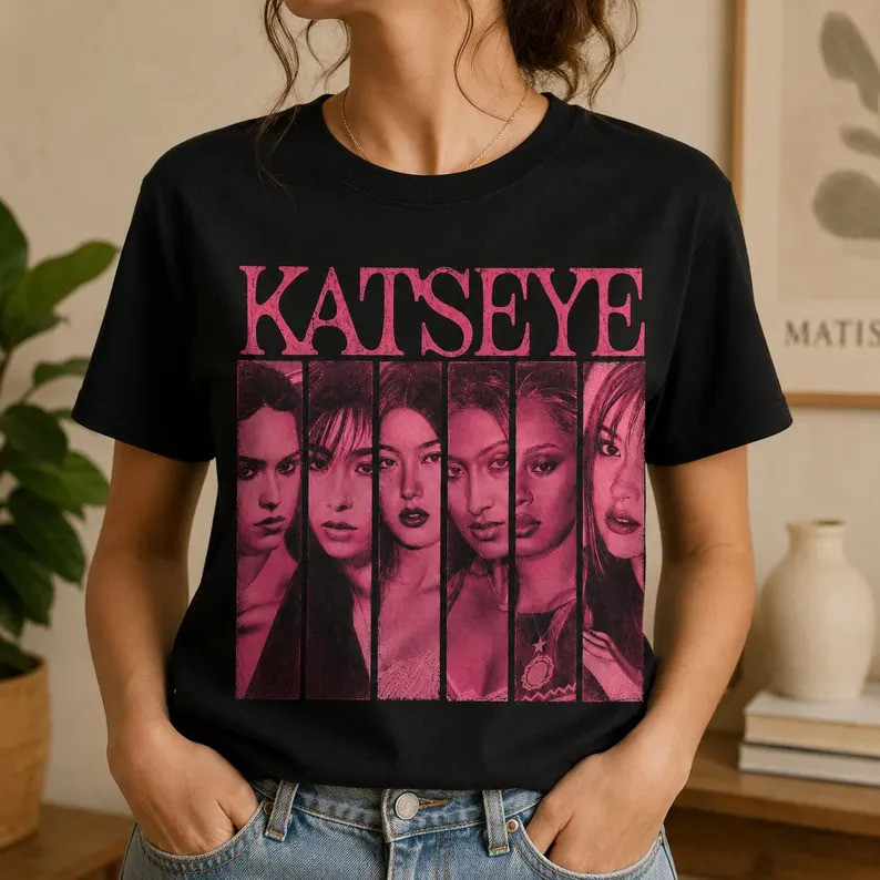 [Premium em Algodão Puro]SG Katseye Shirt, Custom Vintage Washed Tee, Girl Group Music Lover Gift