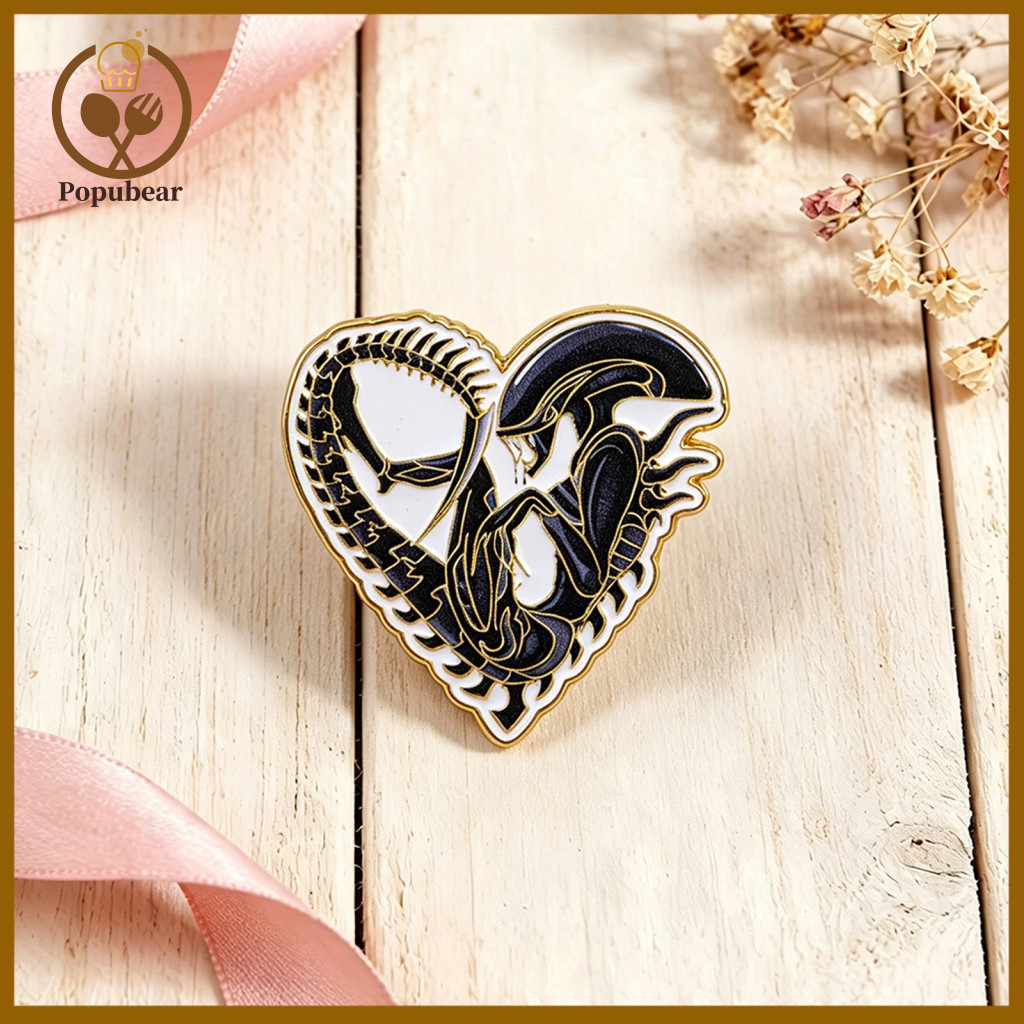 Badge Brooch Sci-fi Lovers Love Heart Enamel Pin Cute Heart-shaped Lapel Gift for Women Men Stylish Clothing Accessory f