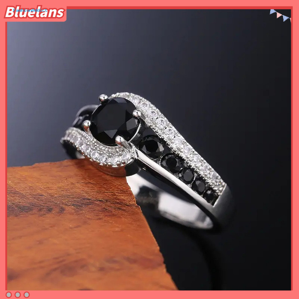 Cubic Zircon Finger Ring Lover Gift Zirconia Black Transparent Irregular Geometry Polished Wedding Party Band Jewelry Ac