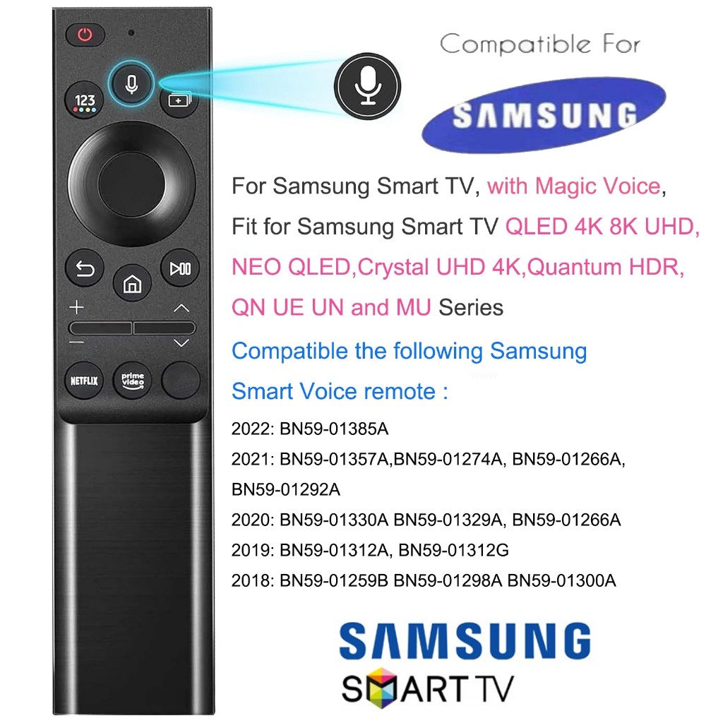 Controle Remoto De Substituição Para Samsung Smart TV , Com Magic Voice , Adequado QLED 4K 8K UHD , NEO , Crystal 4K , Q