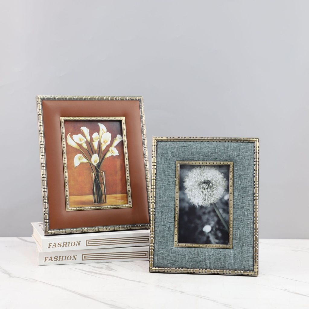 TXXW Retro-style, light luxury fabric and leather photo frames, decorative pieces for desks, living rooms, bedrooms, stu