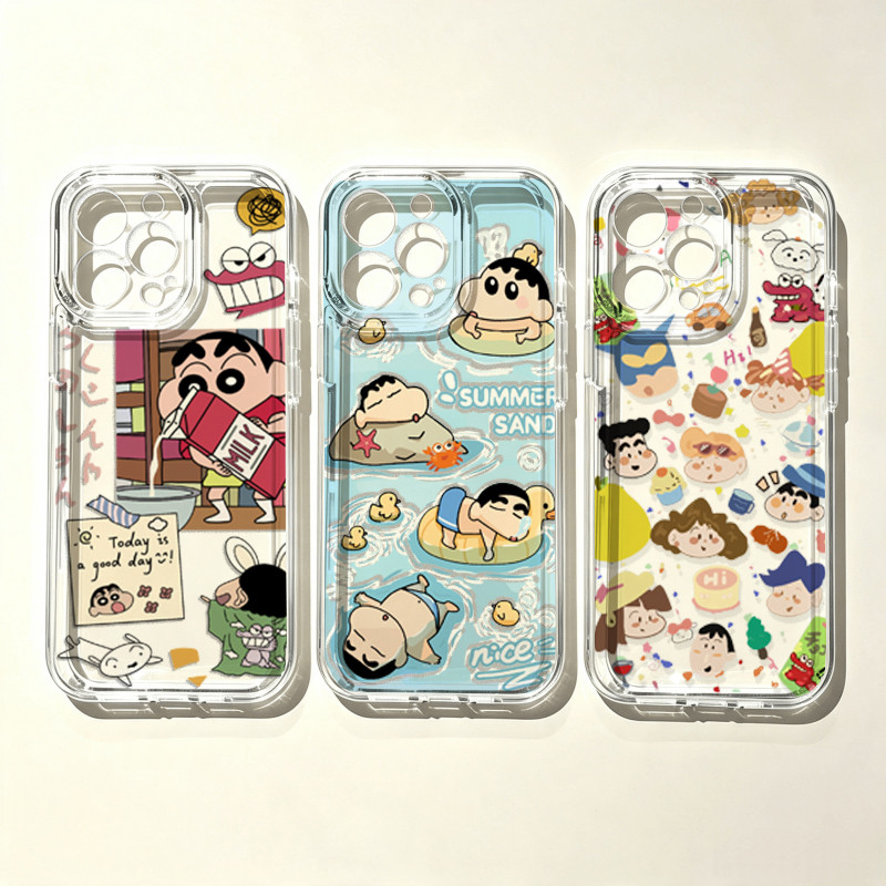Bonito Lápis Shinchan Capa Para Samsung Galaxy S26 Ultra S25 S24 Plus S26FE S23 S20 FE Embalagem De Silicone Macio Trans