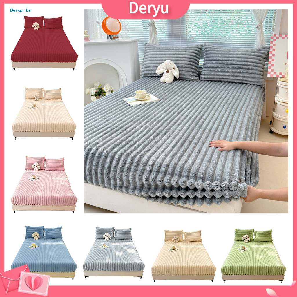 Thermal Mattress Protector Warm Fitted Sheet Velvet Winter Plush Deep Pocket Cover Soft Elastic Fluffy Bed for Cozy Slee