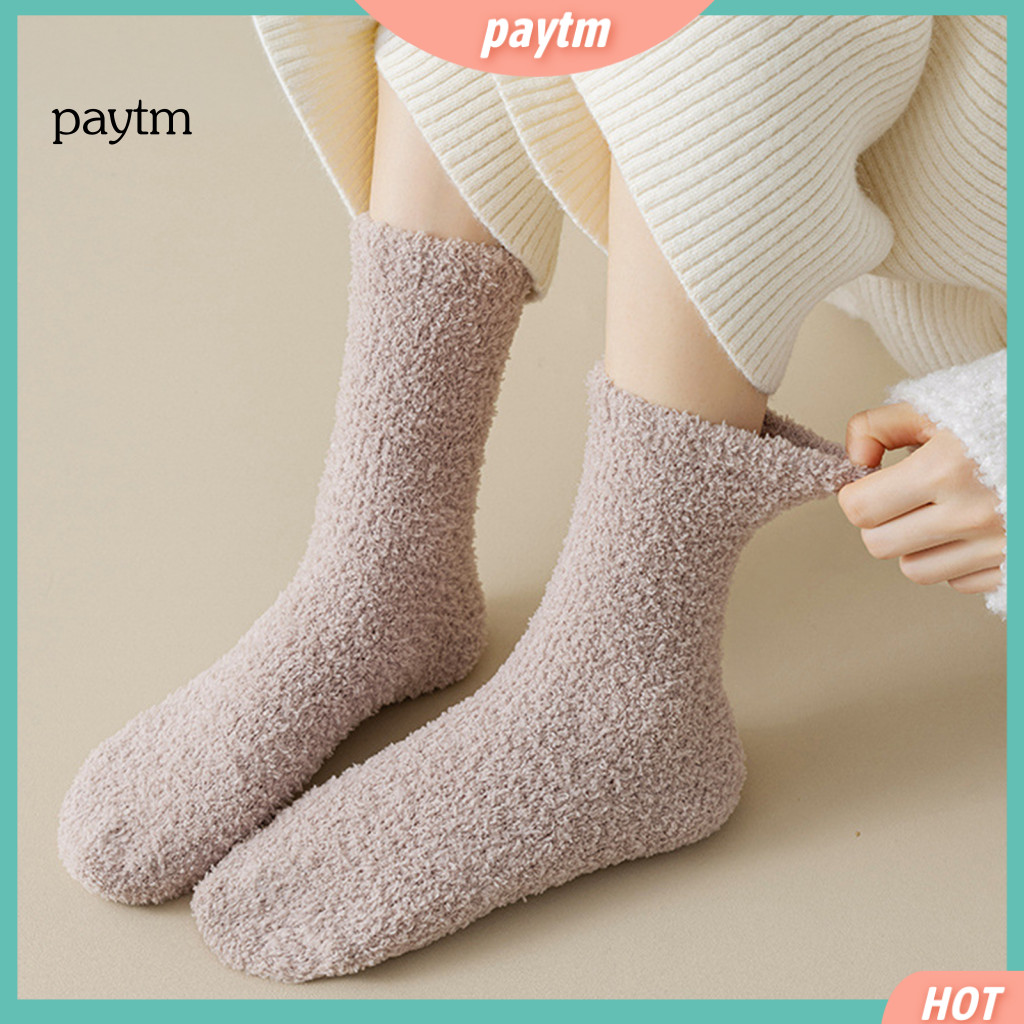 Warm Winter Sleep Socks Thickened Coral Velvet Women’s Fleece Crew – Non-slip Soft Plush House for Weather for Indoo