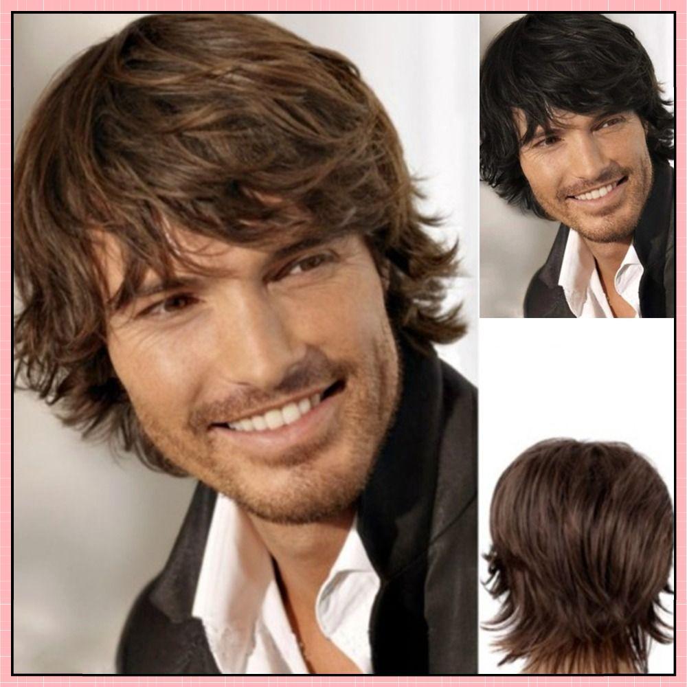 Peruca Encaracolada Completa Cosplay Cor Natural Quente Afro Kinky Curto Perucas Masculinas