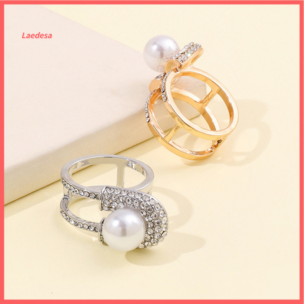Women Scarf Holder Rhinestone Ring Clip with Faux Pearl – Elegant Women’s Neckerchief Slide Fashion Wrap for Shirts