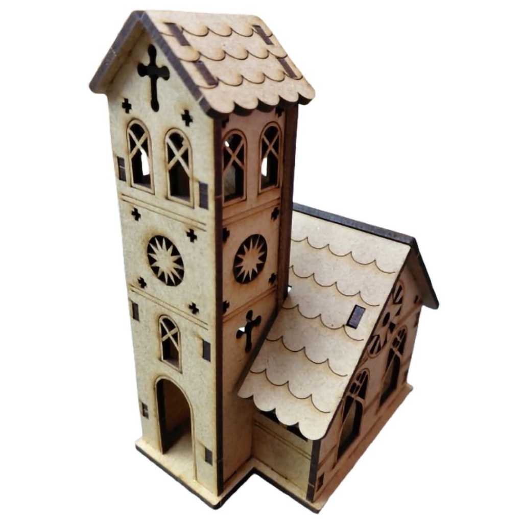 Mini Igrejinha Mdf Para Maquete Cenário Fazendinha Decoração