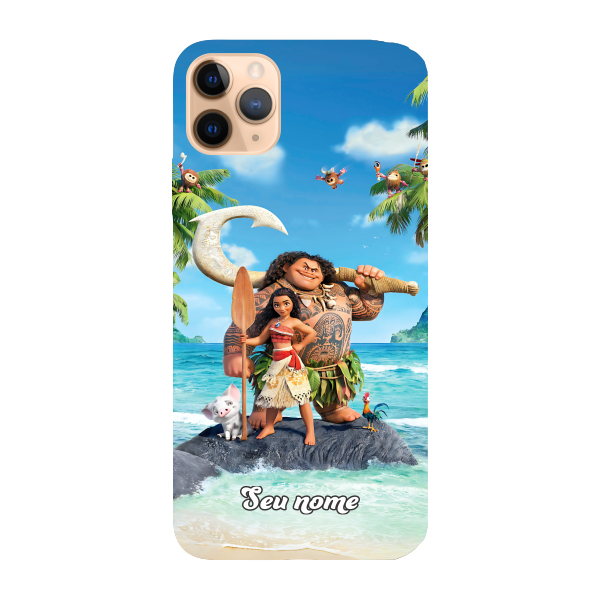 Capinha para iPhone 11 Pro Max Anti Impacto Personalizada - Moana e Maui com nome