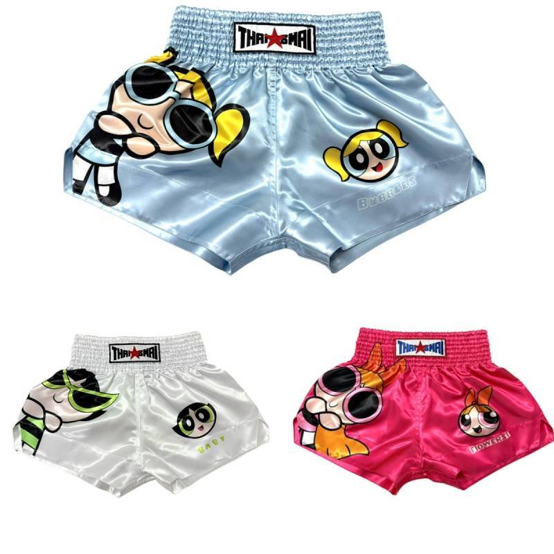 [Thaismai] Muay Thai Shorts The Powerpuff Girls Adult and Children Cute Blue Boxing Shorts 9TgJ