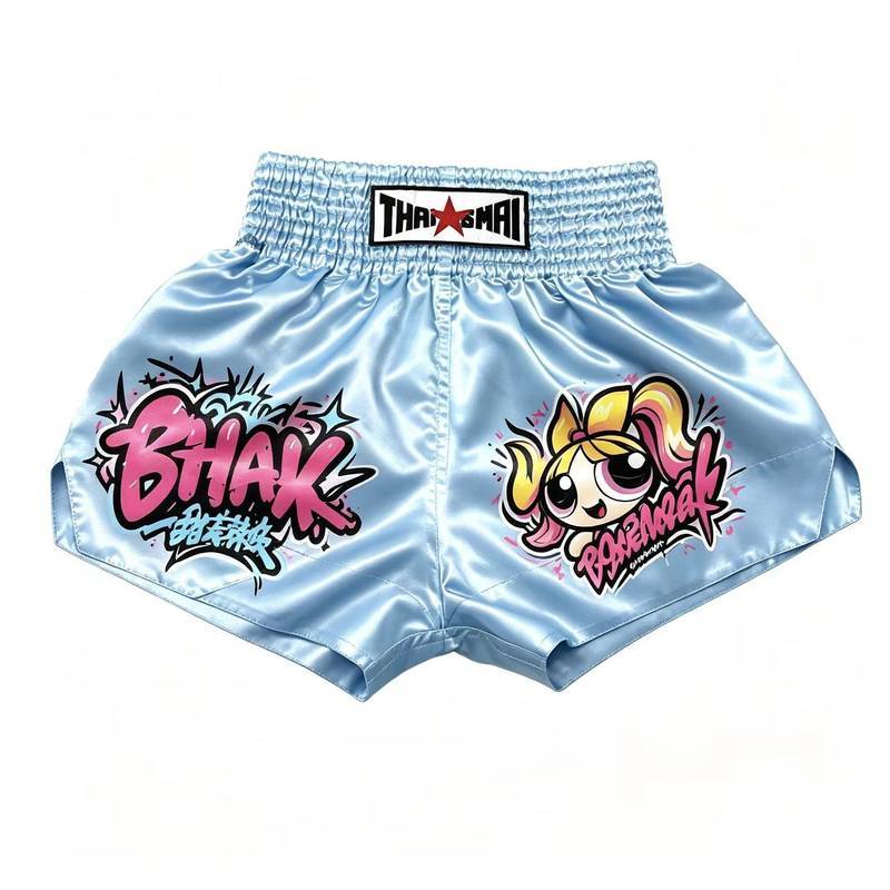 Muay Thai Shorts The Powerpuff Girls Robot Adult and Children Cute Blue Boxing Shorts fyaU