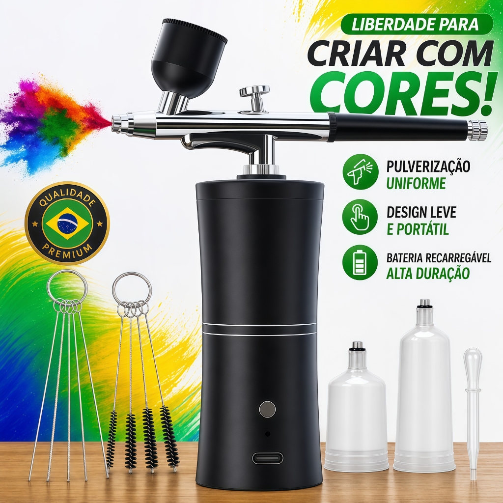 Airbrush Kit with Rechargeable Compressor, Cordless, Anti-clogging, High Pressure Air Brush Set for Art Makeup Painting