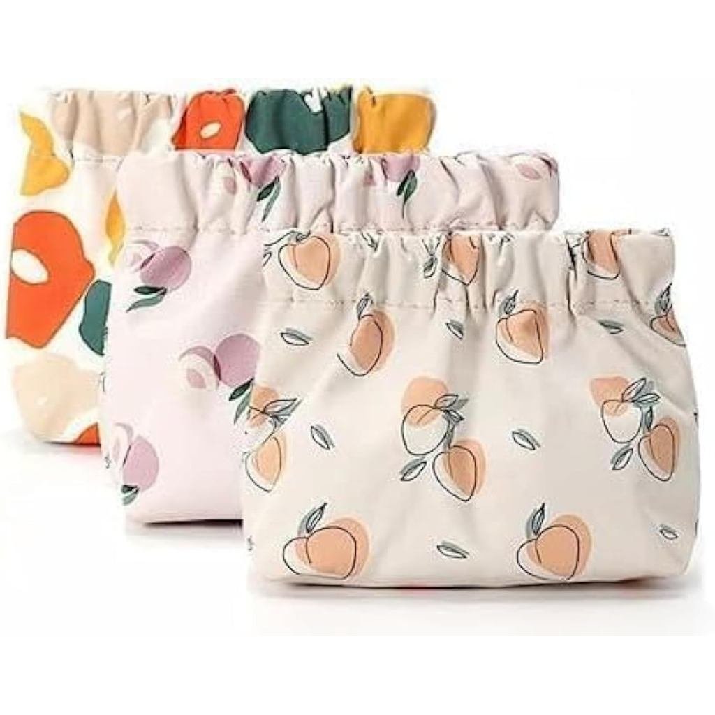 3pcs Pocket Coetic Bag Squeeze  Waterproof all Makeup Pouch for Purse No Zipper Selfclosing Mini Travel Kit Storage Bag