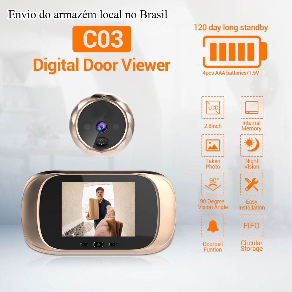 New Digital Door Viewer Peephole Door Camera Doorbell 2.8-inch Night Vision Photo Shooting Monitoring for Home Security
