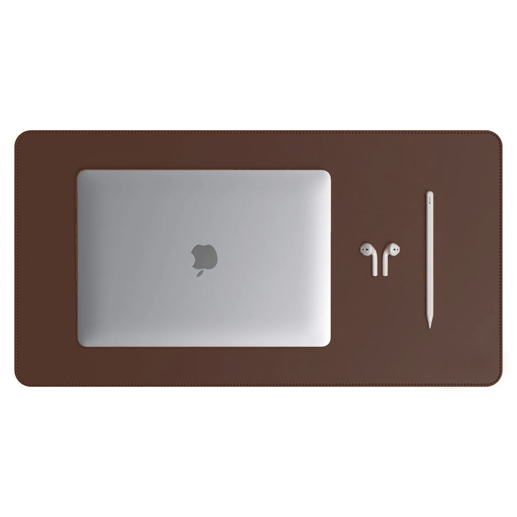 Mouse Pad Grande Couro Sintético Marrom Premium