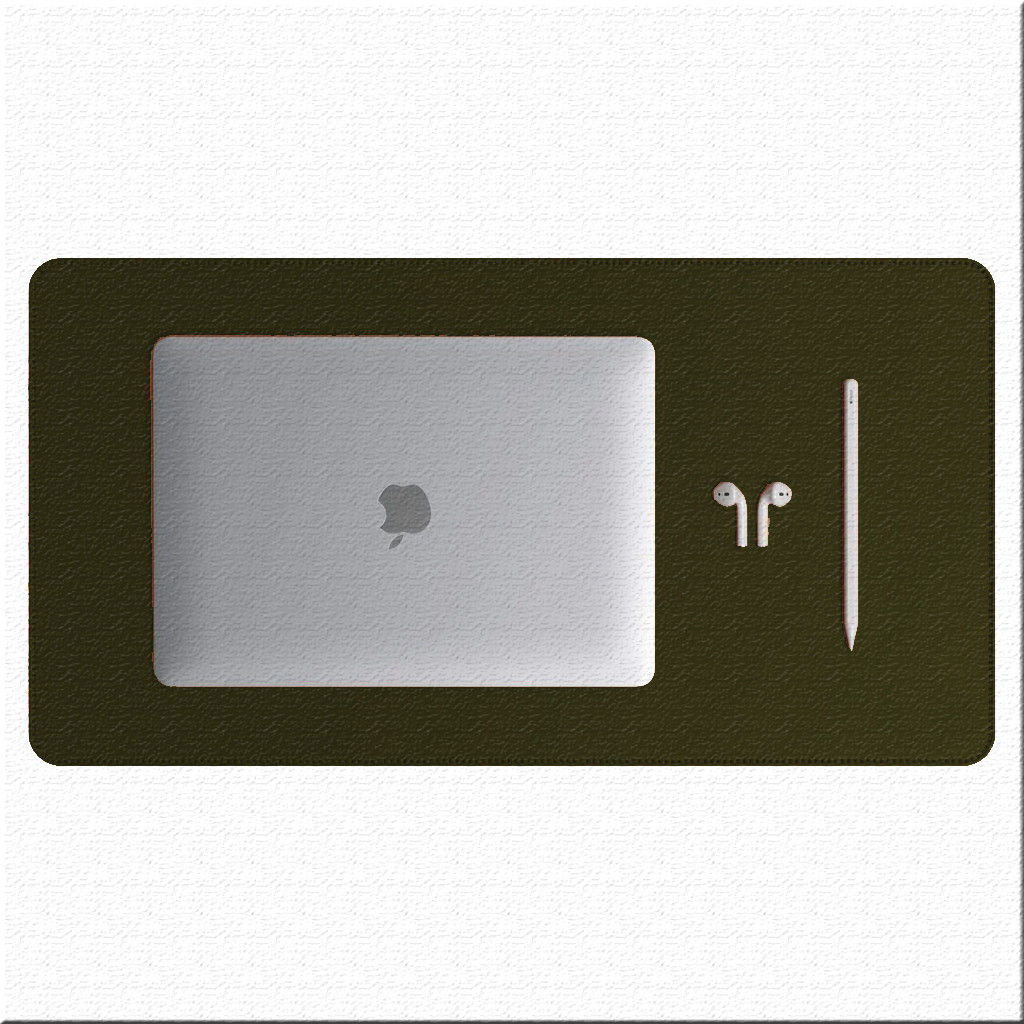 Mouse Pad Padrão Verde Musgo Couro Premium