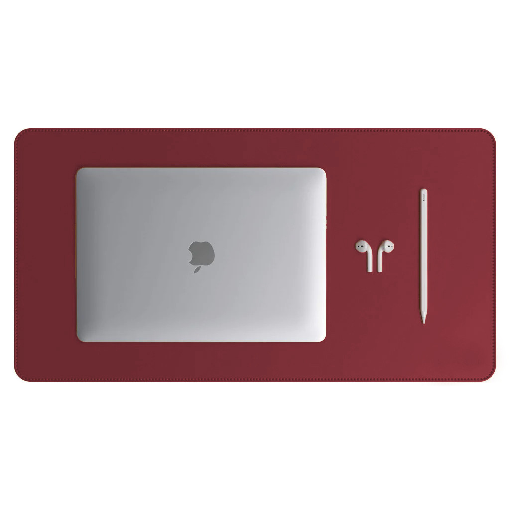 Mouse Pad Grande Couro Sintético Bordô Premium