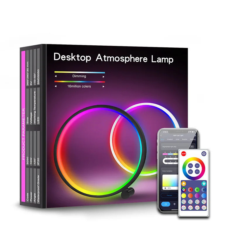 Inteligente Tuya WiFi Lâmpada de Mesa Criativa, RGB Ilusão, Desktop Luz Ambiente, Gaming Desktop, Net Red Lights