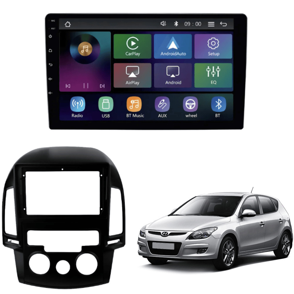 Central Multimídia MP5 Hyundai I30 Ar Analógico 08/12 Tela de 9p Carplay e Android Auto Sem Fio - RS-9200BR Pro Line