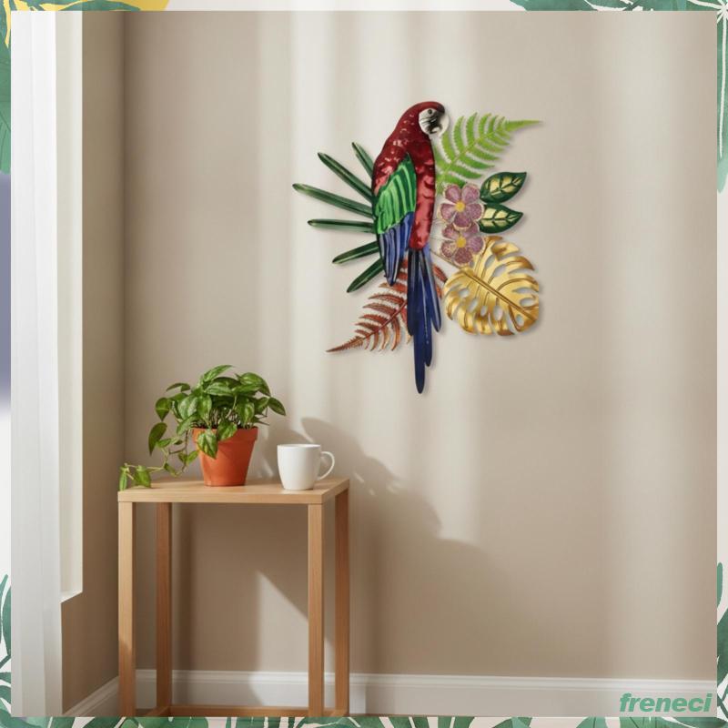 [Freneci] Flores Em Camadas De Metal Papagaio Pássaro Tropical Pendurado Na Parede Design Dimensional