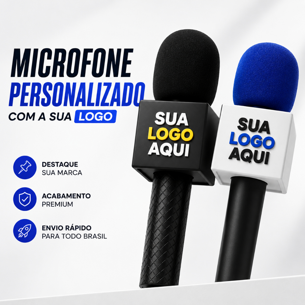 Suporte Microfone Lapela Personalizado com Logo DTF UV Canopla Espuma Colorida para Lapela Todas as Marcas e Modelos