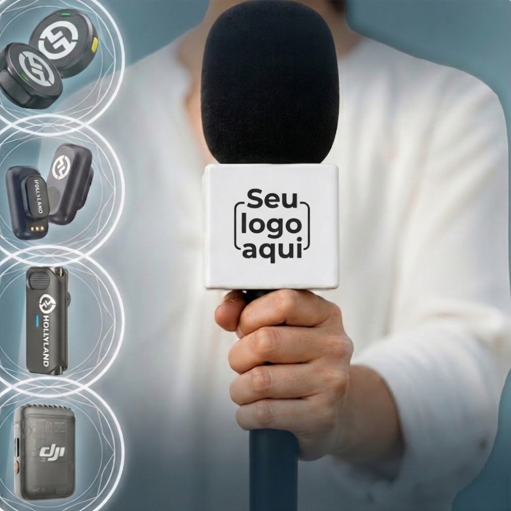 Suporte de Mão Para Microfone Lapela Hollyland Lark M2 M1 A1 DJI MIC 2 + Canopla Com Logo + Espuma - Personalizado