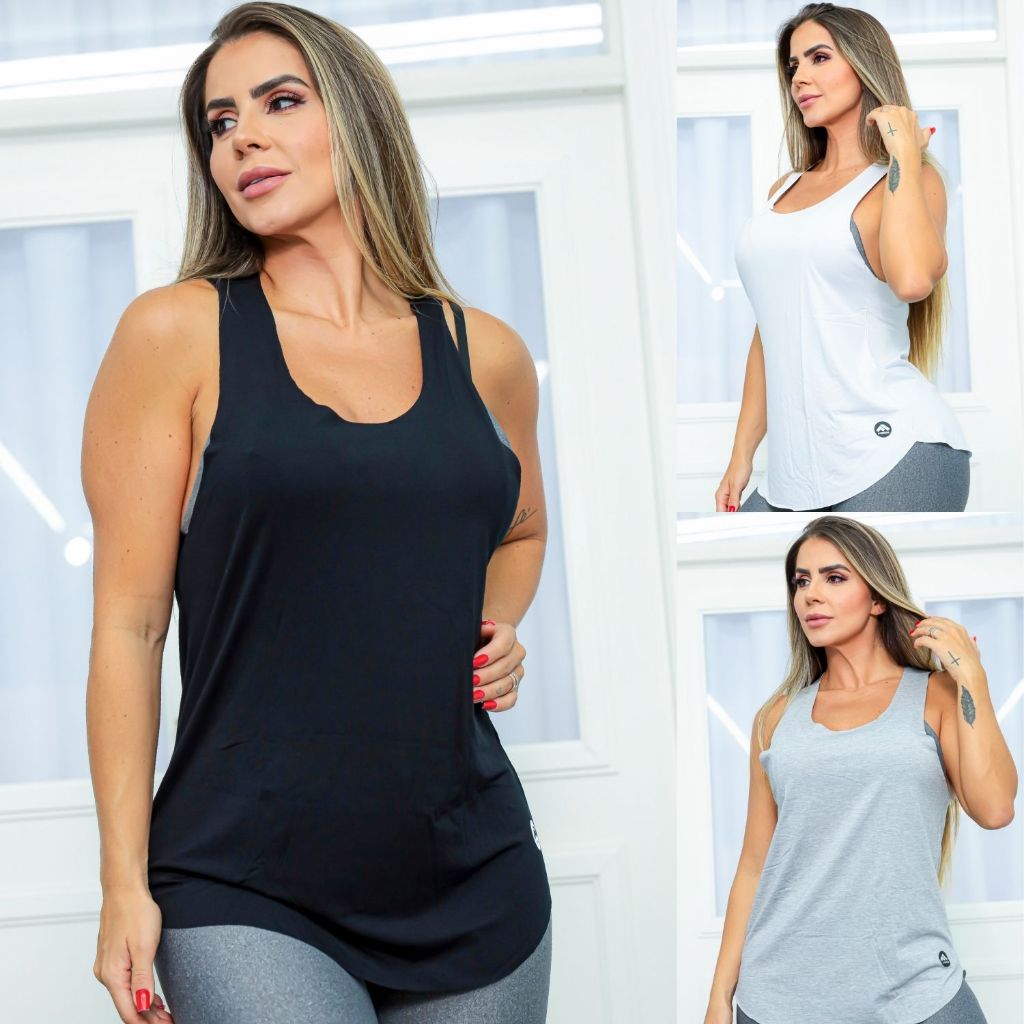 Regata Fitness Camiseta Feminina Estilo Nadador Para Academia Viscolycra Confortável Alta Qualidade
