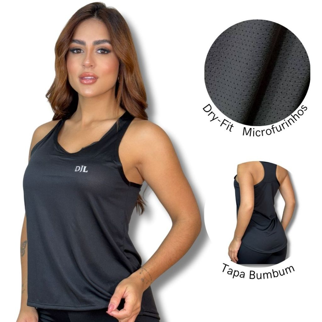 Regata Feminina Academia Camiseta Dry-Fit Musculação Caminhada Treino DJL