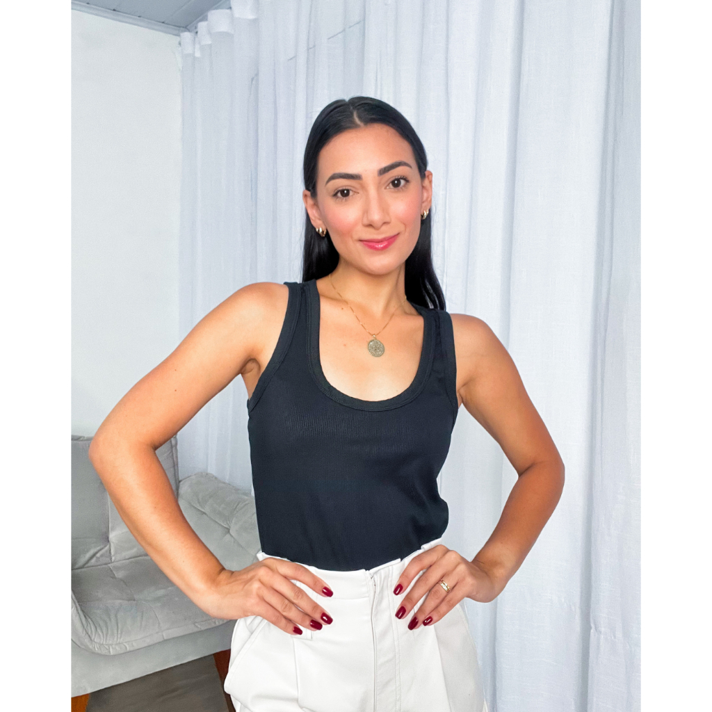 Regata Feminina Canelada Básica Blusinha Lisa