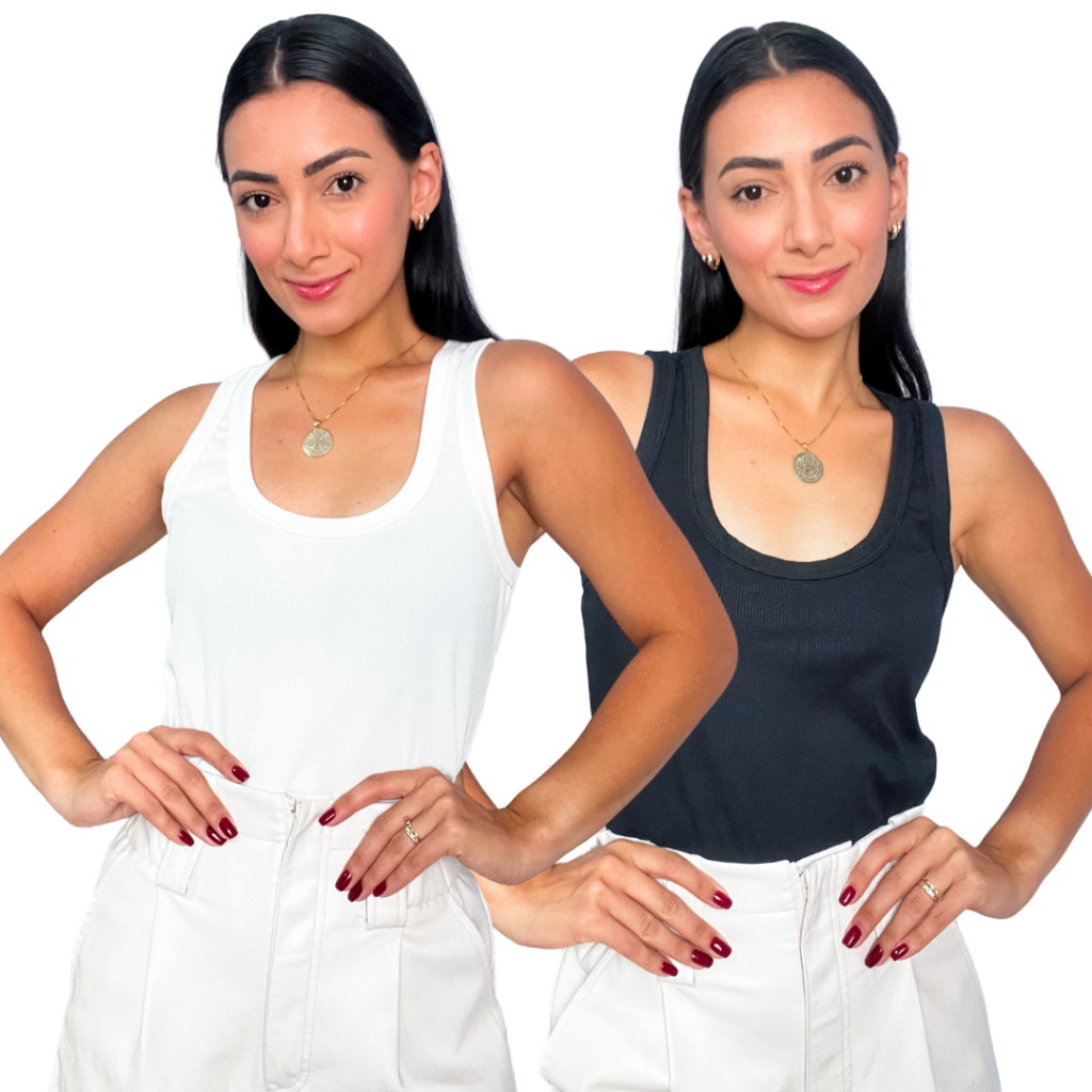 Kit 2 Regatas Feminina Canelada Básica Blusinha Lisa Feminina
