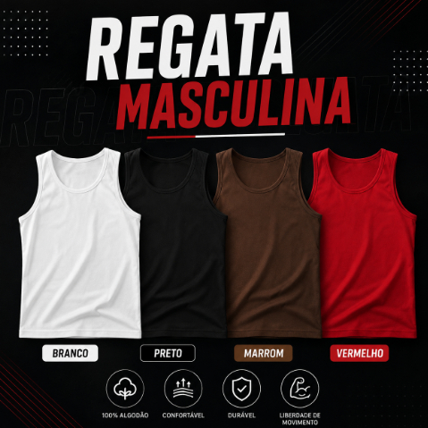 Regata Masculina Camiseta Verão Tendência Casual dia a dia