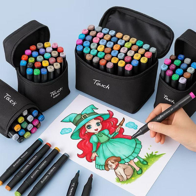 12/24/36/48/60/80/100 Colors Oily Dual Head Marker Pen Art Assembly for Students School Supplies