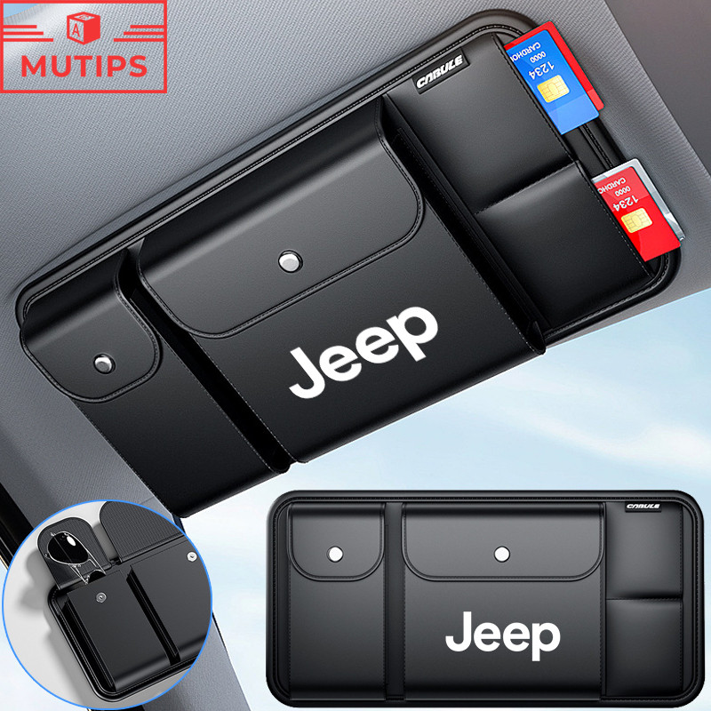 Jeep Car Sun Visor Storage Bolsa Multi Função Óculos Clipe Organizador De Partição De Guarda-Sol Para Renegade Compass W