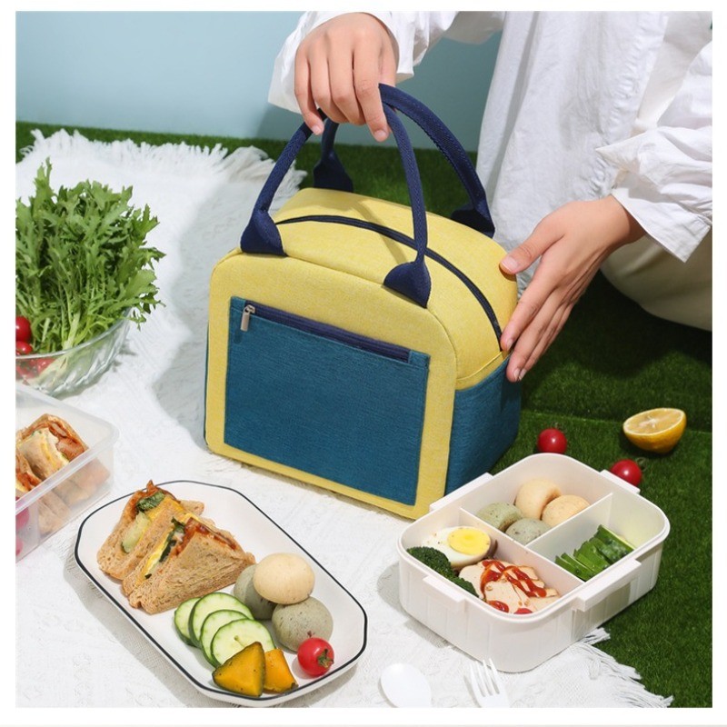 Casa Colorblock Oxford Bolsa De Almoço Com Isolamento Térmico À Prova D'água Portátil Bento Tote Commute Picnic Food Car