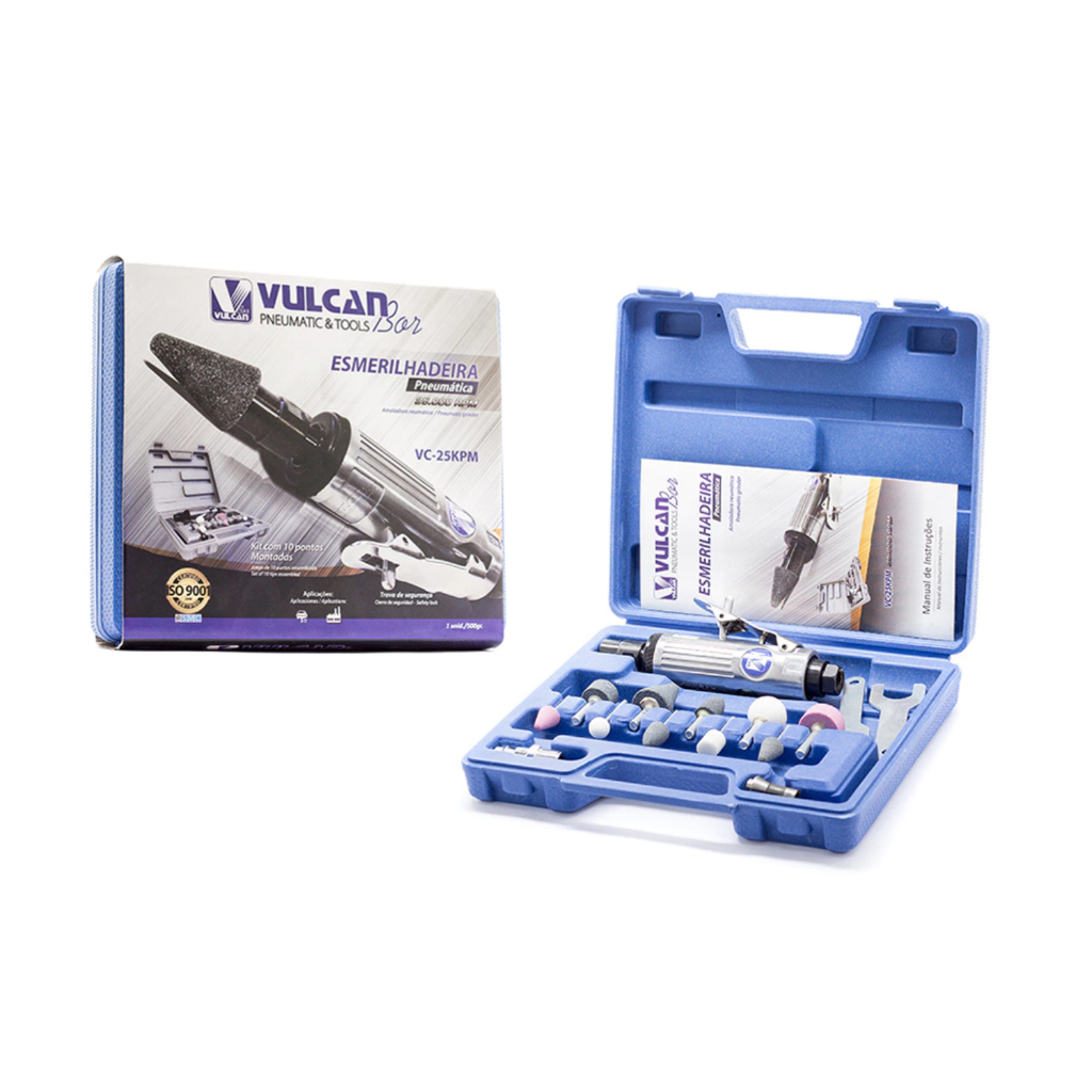 Jogo Mini Retífica Pneumática 10 Pontas 2400rpm Para Reparos Diversos Com Maleta Alta Aderência Vedação Segura Original