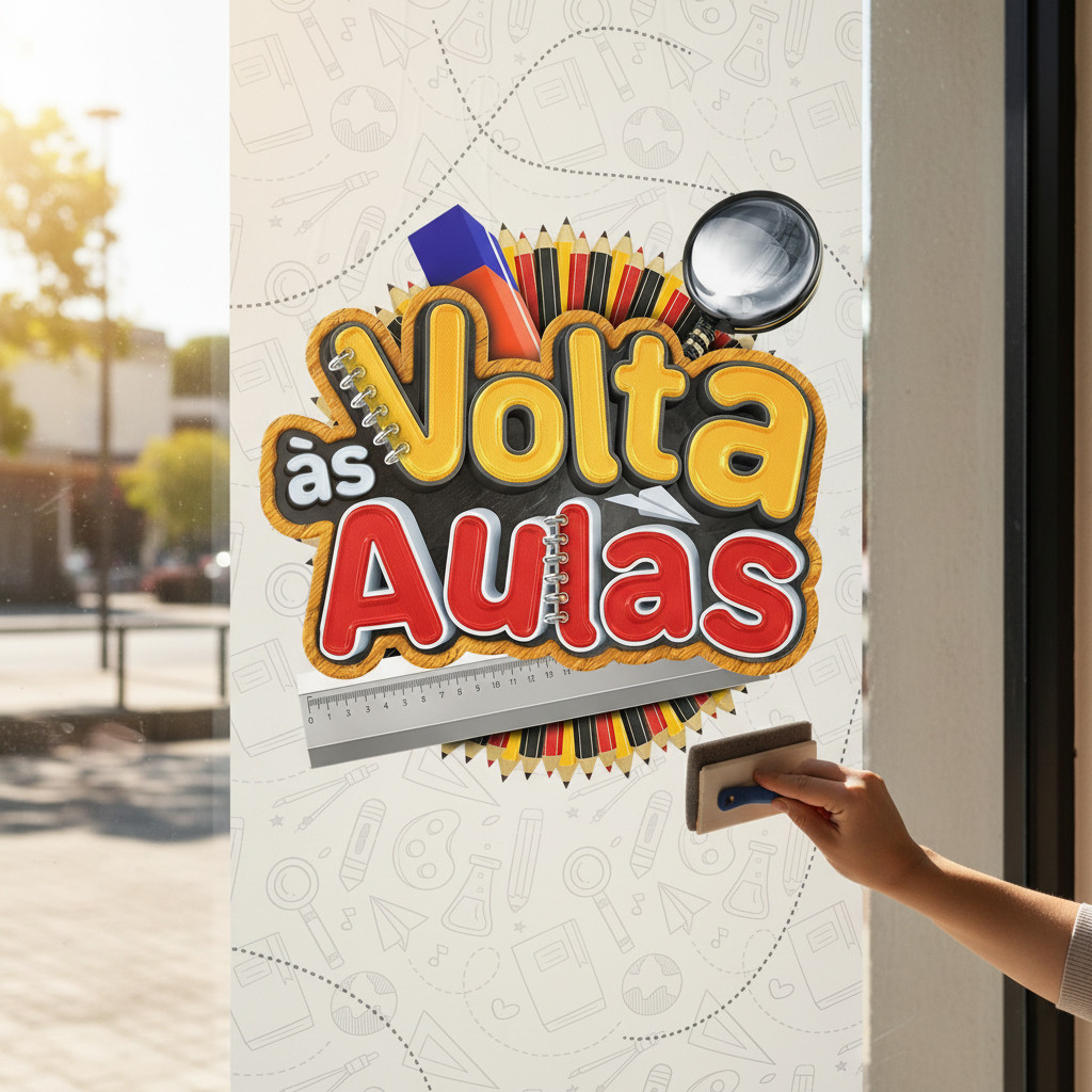 Adesivo Vitrine Volta As Aulas 018 100x50cm
