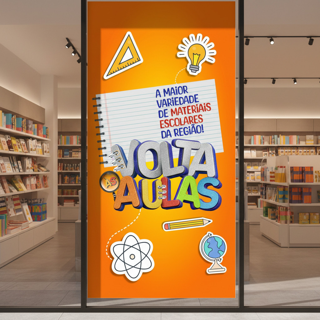 Adesivo Vitrine Volta As Aulas 04 100x50cm