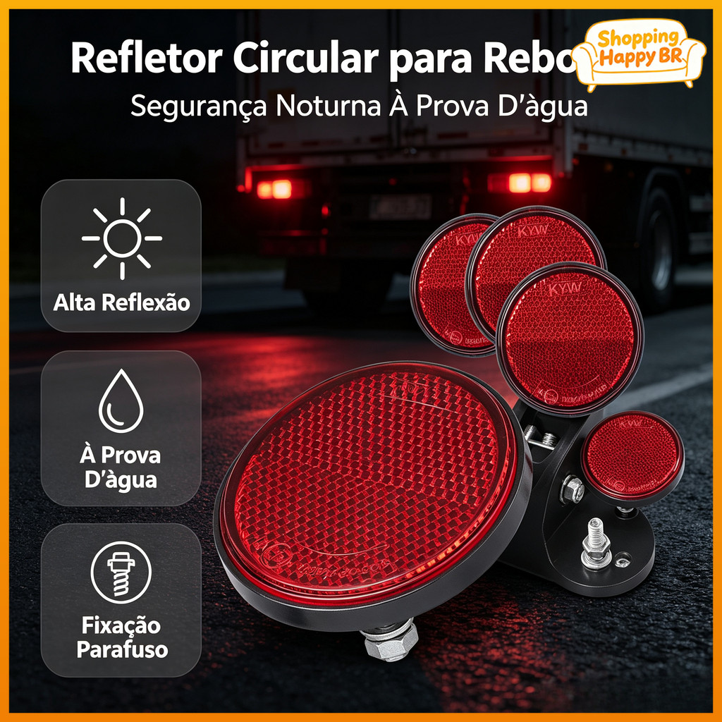 Refletor Circular Para Motocicleta | De Aviso Noturno Veículo Elétrico , À Prova D'água De Poeira , Parafuso Hexagonal ,