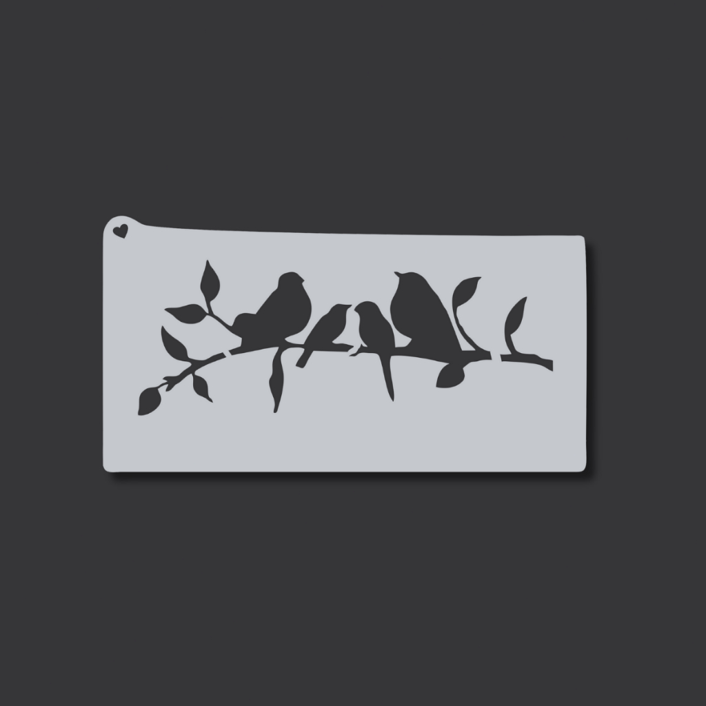 Stencil Molde Vazado Pássaros Aves Passarinho Galho  Natureza Pintura Artesanato Parede Tecido MDF