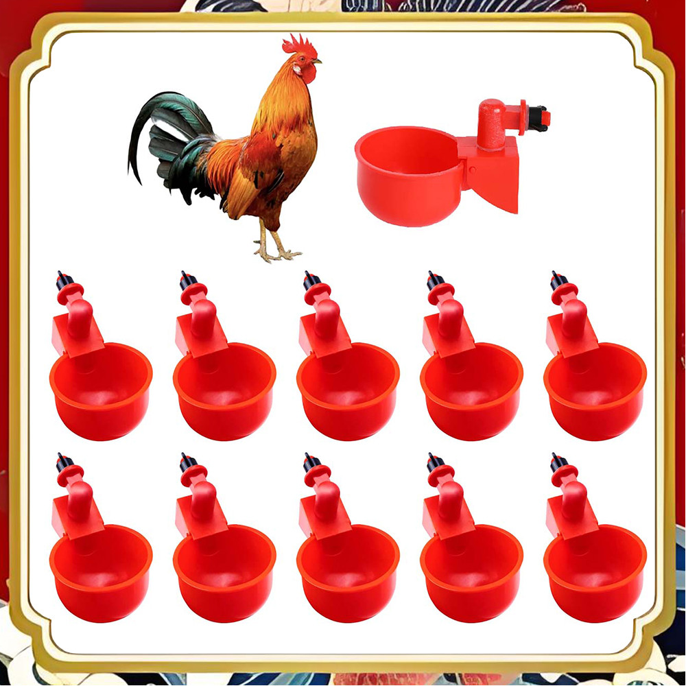 Equipamento de bebida automático agrícola vermelho PP aves bebendo conjunto 10 peças
