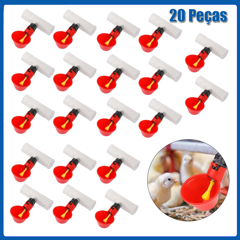 20 peças Tigela De Beber Aves Frango Pato Dispensador Automático Água/Casa Fazenda Animais Waterer Equipamentos Alimenta